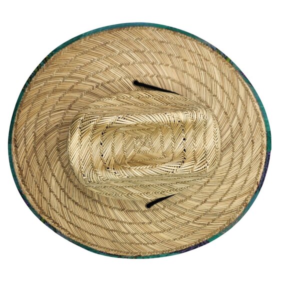 Farmers Defense Straw Sun Hat Sea Weed Wide Brim & Tropical Underside Design For - Picture 7 of 7